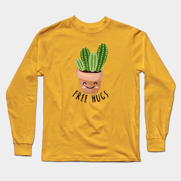 Free Hugs - Happy Cactus design Long Sleeve T-Shirt by Plantitas